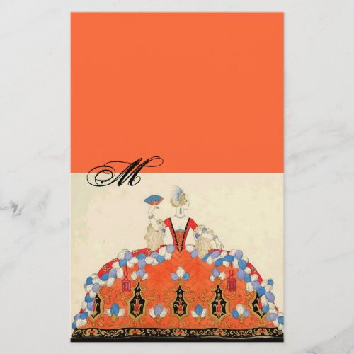 LADY ORANGE FASHION COSTUME DESIGNER MONOGRAM STATIONERY