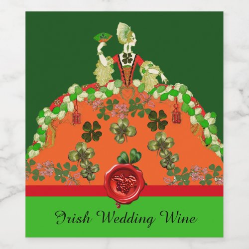 LADY ORANGESHAMROCKS Irish Wedding Party Wine Lab Wine Label