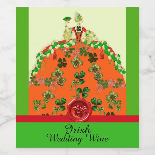 LADY ORANGESHAMROCKS Irish Wedding Party Wine Label