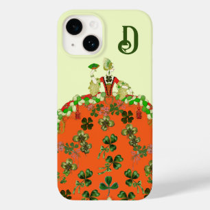 LADY ORANGE,SHAMROCKS St. Patricks Day Monogram Ca Case-Mate iPhone 14 Case