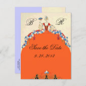 LADY ORANGE / WEDDING PARTY SAVE THE DATE MONOGRAM ANNOUNCEMENT POSTCARD (Front/Back)