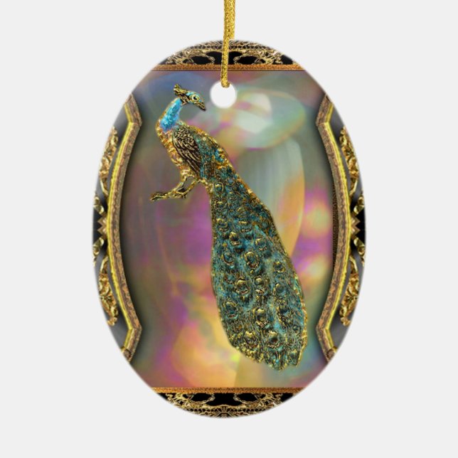 Lady Peacock Ceramic Ornament (Front)