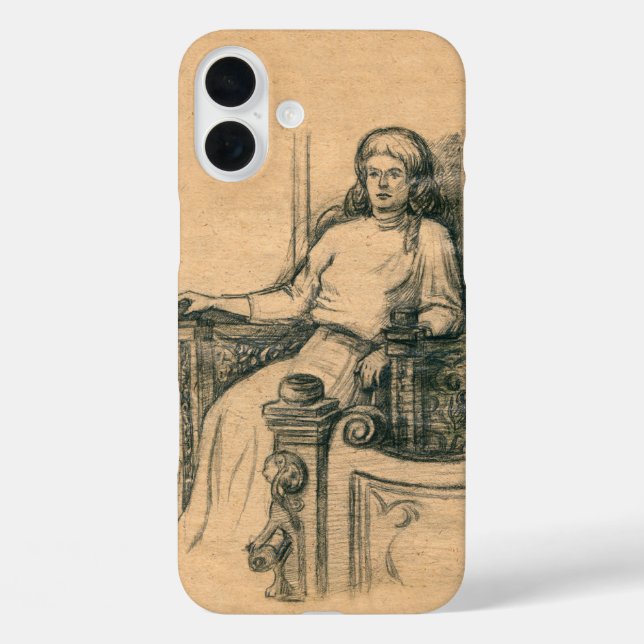 Lady pencil graphics on craft Case-Mate iPhone case (Back)