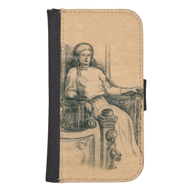 Lady pencil graphics on craft samsung galaxy wallet case (Front)