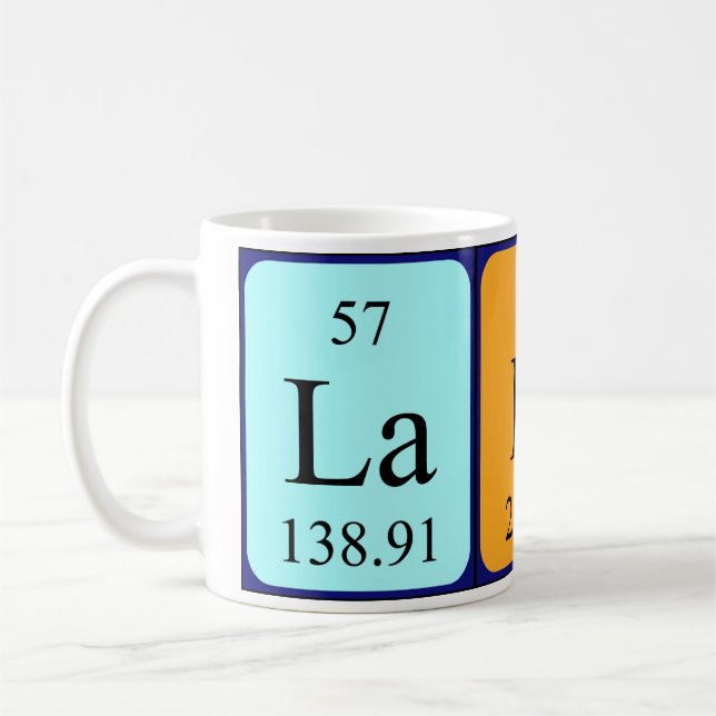 Lady periodic table name mug (Left)