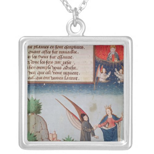 Lady Philosophy leads Boethius in flight Silver Plated Necklace