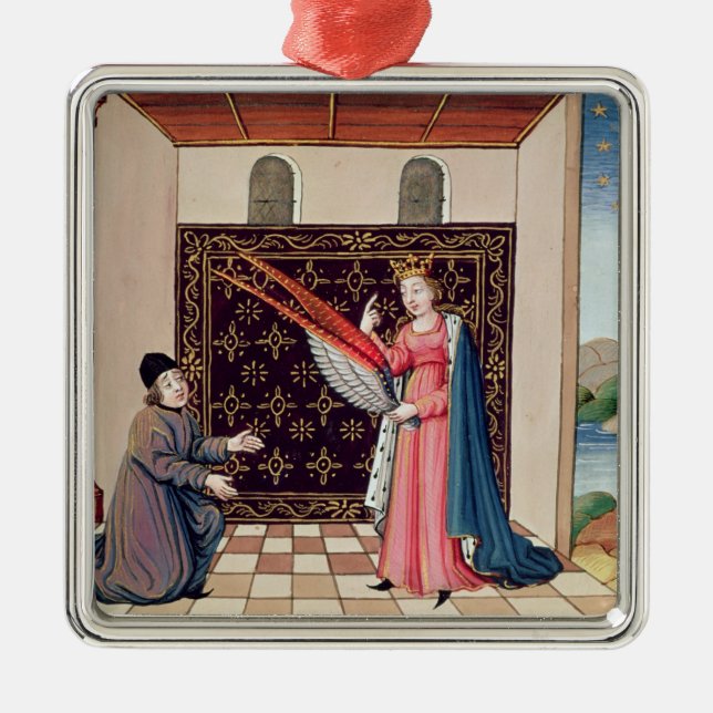 Lady Philosophy offers to Boethius  wings Metal Ornament (Front)