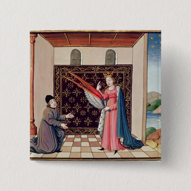 Lady Philosophy offers to Boethius  wings Pinback Button (Front)