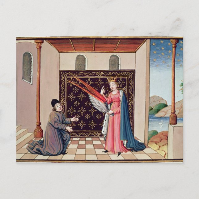 Lady Philosophy offers to Boethius  wings Postcard (Front)