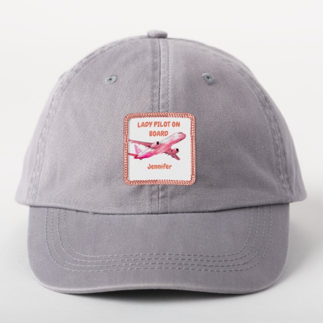 Lady Pilot on Board. Editable name/message Patch (On Headwear)