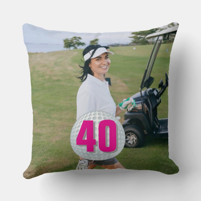 Lady Pink Happy Birthday Party Pic Throw Pillow (Back)