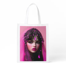 Lady Pink Sapphire Reusable Grocery Bag