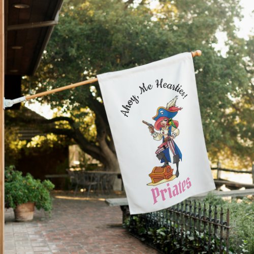 Lady Pirate Captain Jolly Roger House Flag