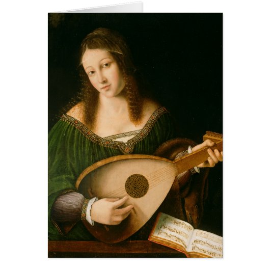 Lady Playing a Lute Cards (Front)