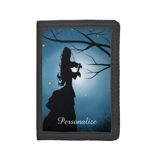 Lady Playing A Violin Personalized Trifold Wallet