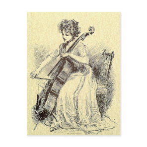 Lady Playing Cello Postcard
