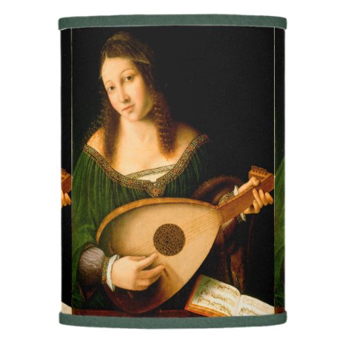 Lady Playing Lute Fine Art Renaissance Painting Lamp Shade