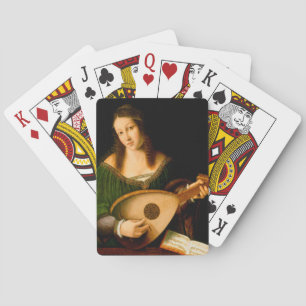 Lady Playing Lute Fine Art Renaissance Painting Poker Cards