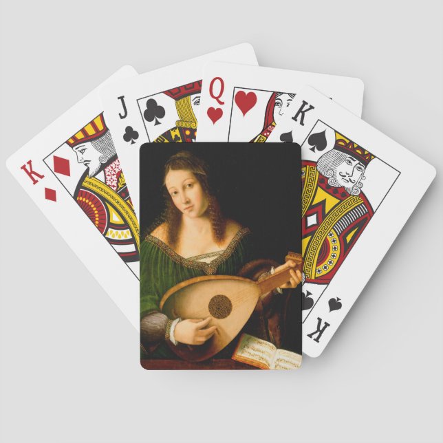 Lady Playing Lute Fine Art Renaissance Painting Poker Cards (Back)