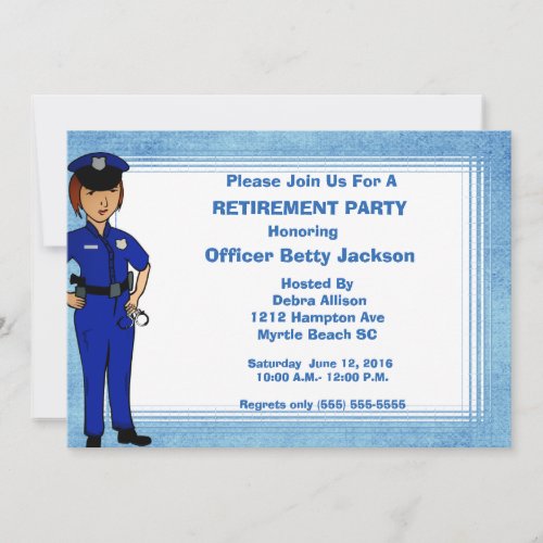 Lady Police Officer Retirement Invitation