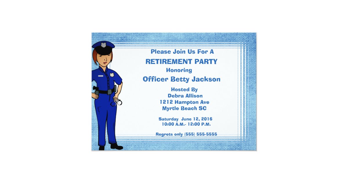 Lady Police Officer Retirement Invitation | Zazzle.com
