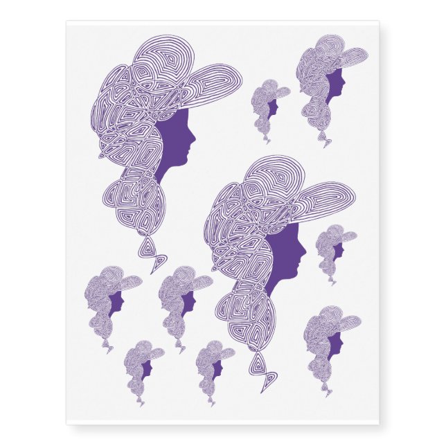 Lady Purple Temporary Tattoos (Front)