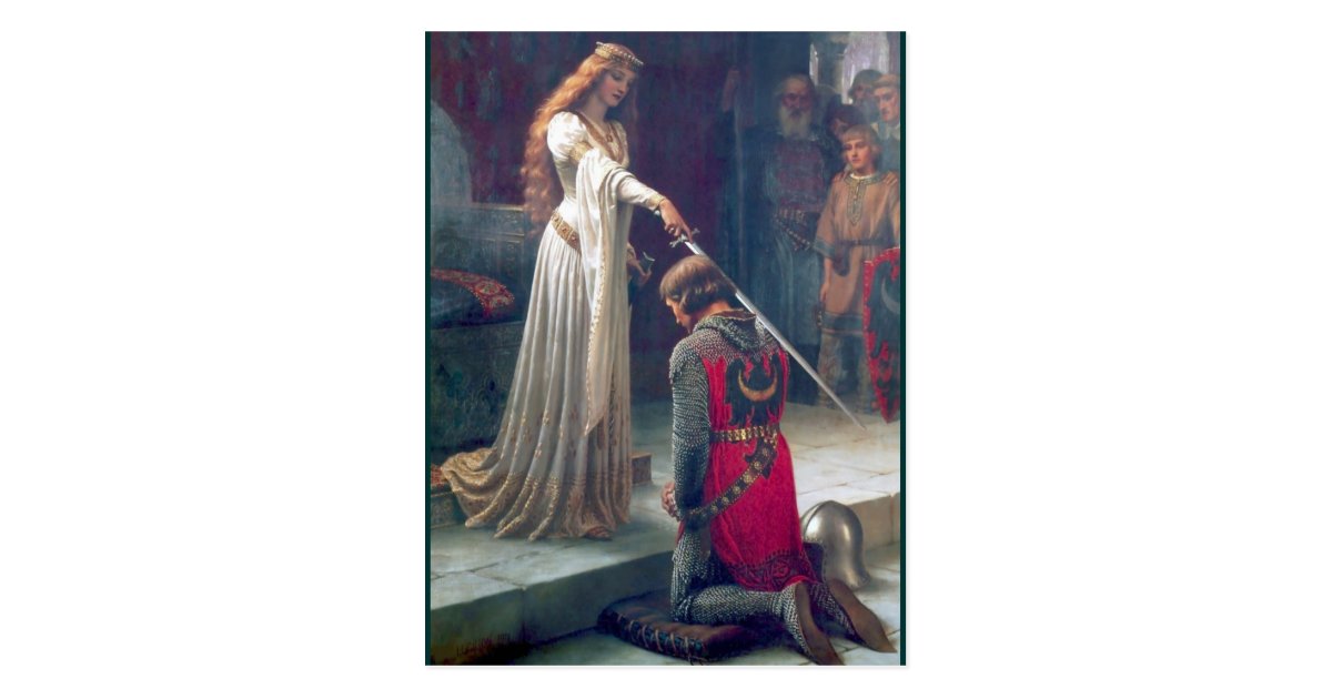 Lady Queen Knighting Knight Antique Painting Postcard Zazzle Com