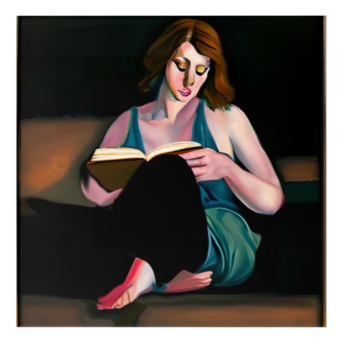 Lady Reading a Book Just Chilling Acrylic Print