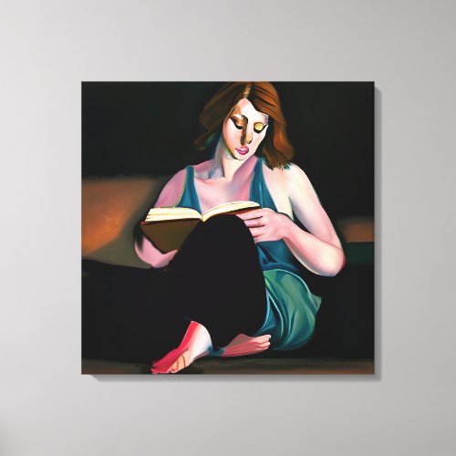 Lady Reading a Book Just Chilling Canvas Print