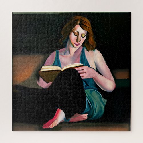 Lady Reading a Book Just Chilling Jigsaw Puzzle