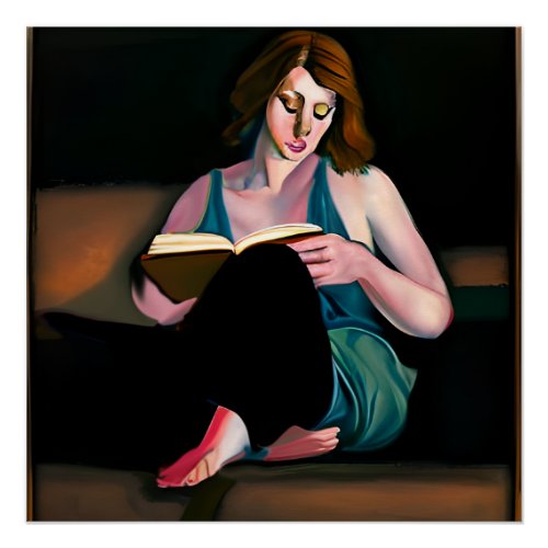 Lady Reading a Book Just Chilling Poster