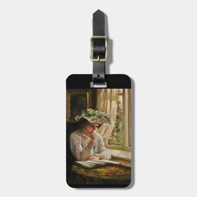 Lady Reading by a Window Luggage Tag (Front Vertical)