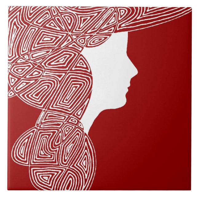 Lady Red Ceramic Tile (Front)
