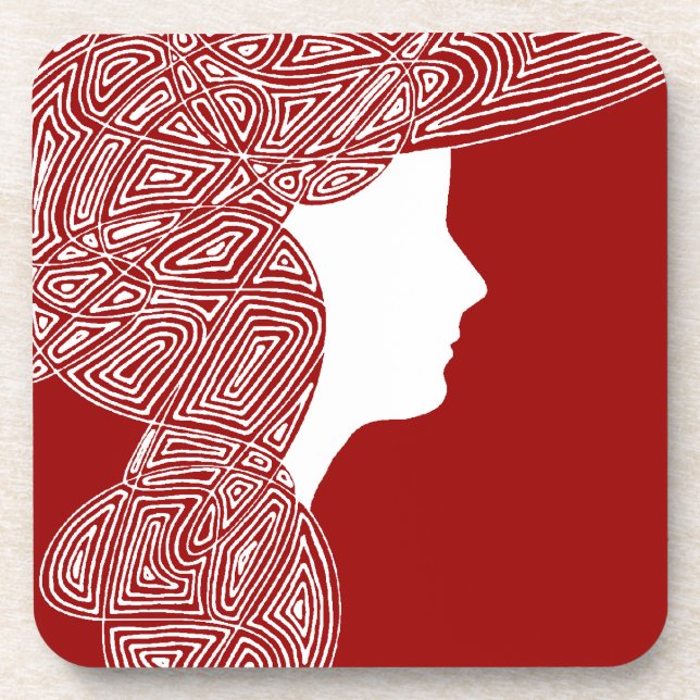 Lady Red Drink Coaster (Front)