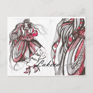 lady red postcard