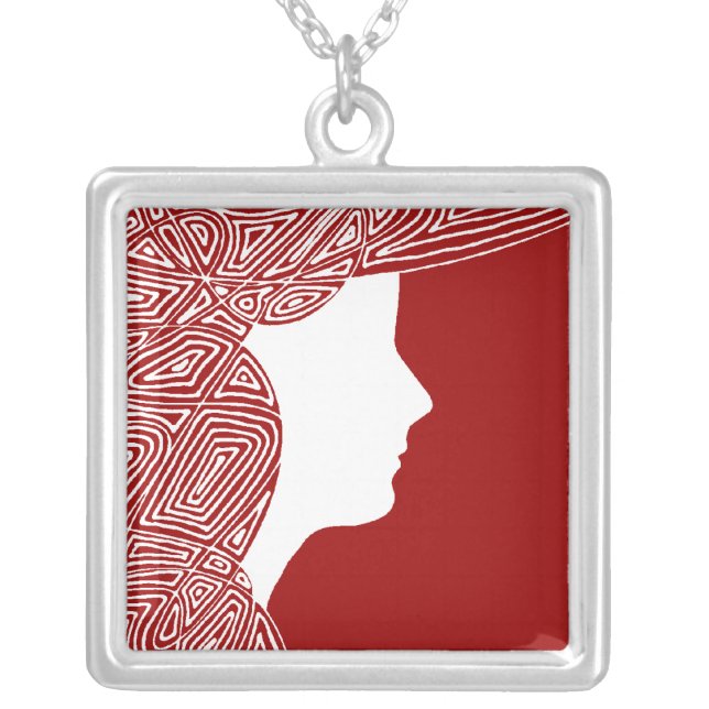 Lady Red Silver Plated Necklace (Front)