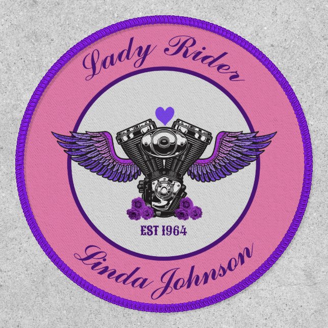 Lady Rider Motorcycle Biker With Name Patch (Front)