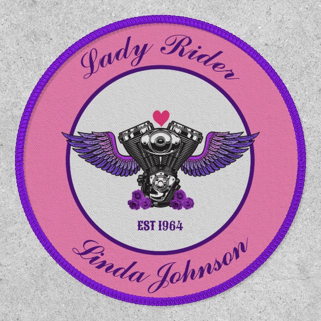 Lady Rider Motorcycle Biker With Name Patch (Front)