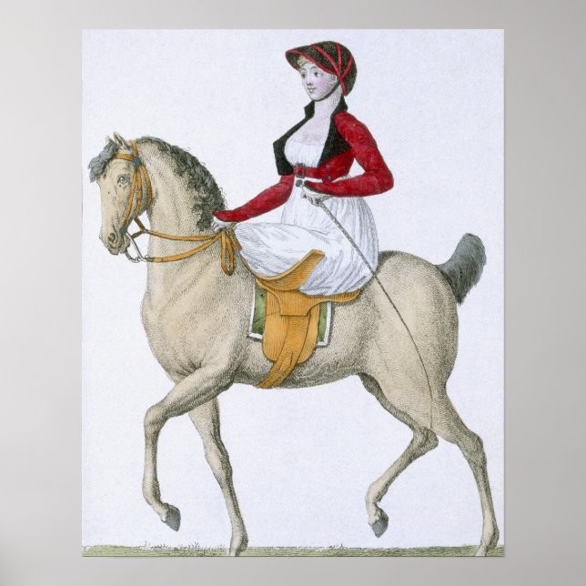 Lady riding sidesaddle, from 'Costumes Parisien', Poster (Front)
