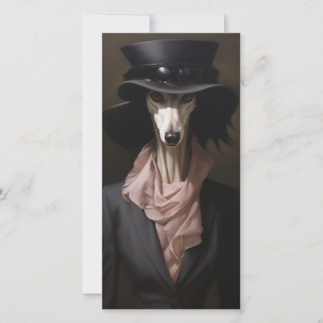 Lady Saluki Top Hat Holiday Card (Front)