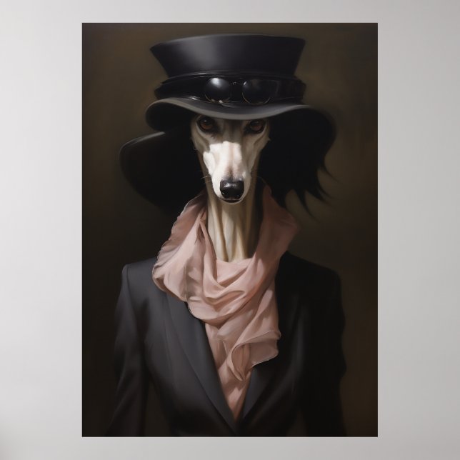 Lady Saluki Top Hat Poster (Front)