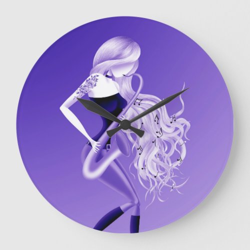 Lady Saxophonist  Acrylic Wall Clock