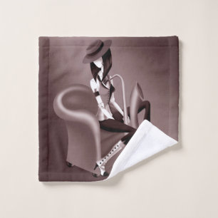 Lady Saxophonist - Jazz-Inspired Face Cloth