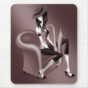 Lady Saxophonist - Jazz-Inspired Mousemat Mouse Pad