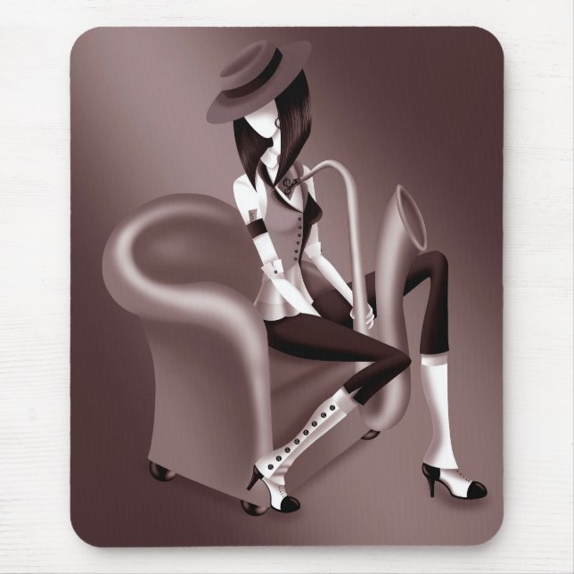 Lady Saxophonist - Jazz-Inspired Mousemat  Mouse Pad (Front)
