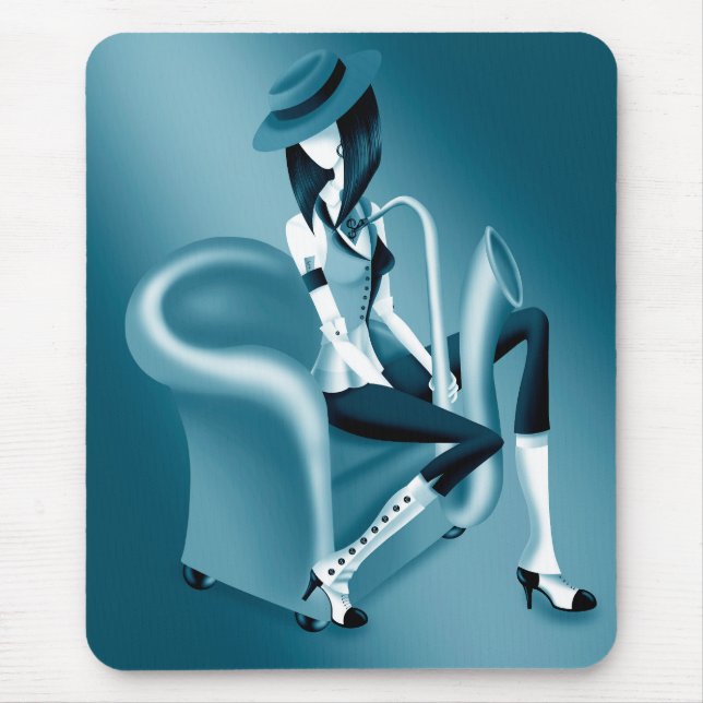 Lady Saxophonist - Jazz-Inspired Mousemat  Mouse Pad (Front)