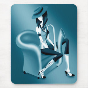 Lady Saxophonist - Jazz-Inspired Mousemat Mouse Pad