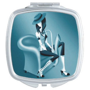 Lady Saxophonist - Jazz-Inspired Pocket Mirror