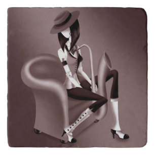 Lady Saxophonist - Jazz-Inspired Trivet