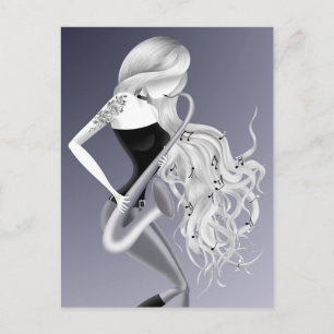 Lady Saxophonist monochrome gray Postcard